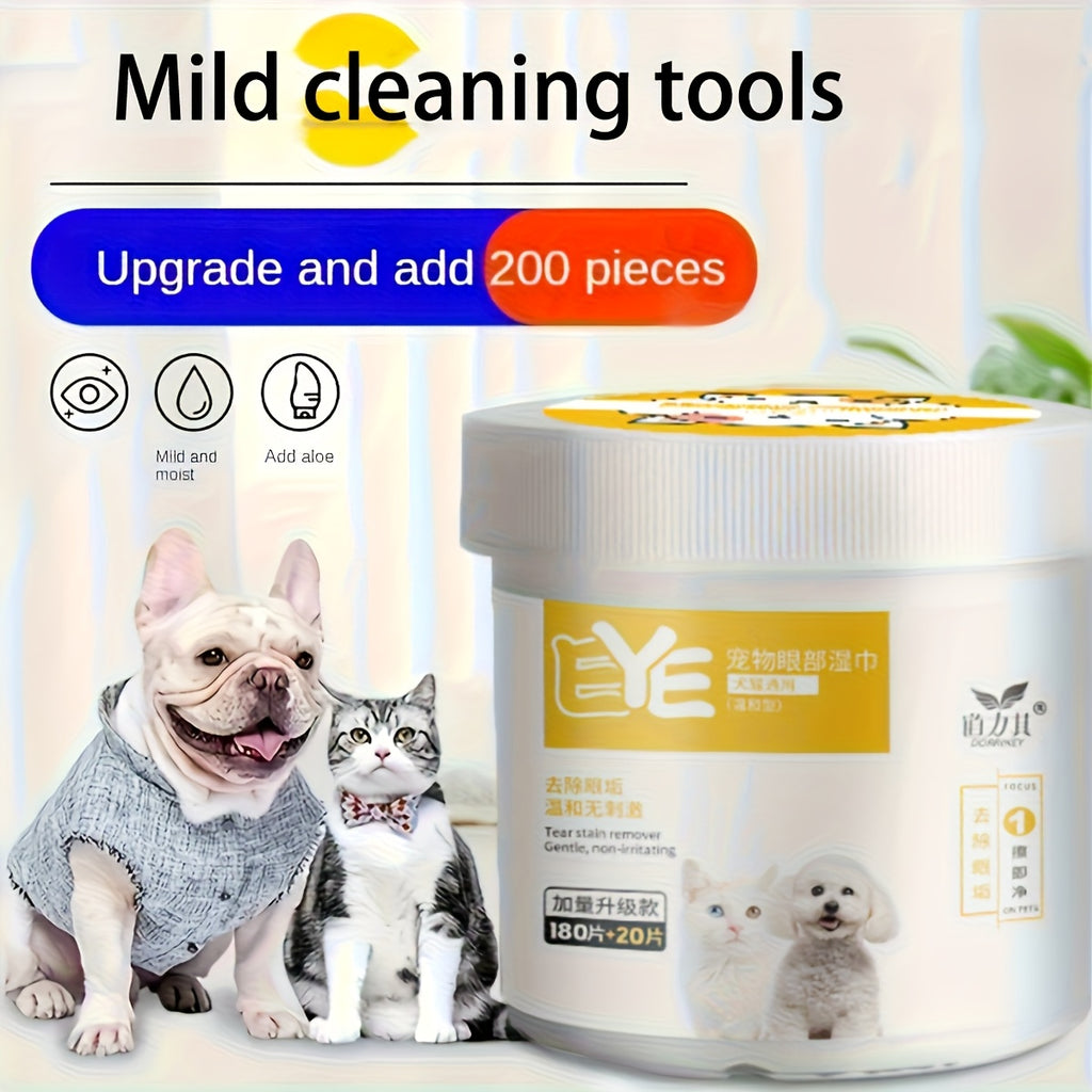 400pcs Pet Eye and Ear Cleaning Wipes, Fragrance-Free Hypoallergenic Wipes, Non-Irritating, Easy-Tear Design, Suitable for Dogs and Cats, Effectively Removes Dog and Cat Tear Stains, Pet Hygiene, Portable Container, Gentle Formula, Pet Care
