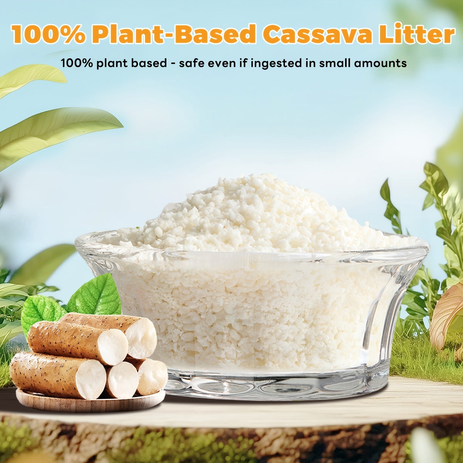 Non-Stick Strong Clumping Cat Litter, Unscented Dust-Free Cassava Cat Litter, Easy To Scoop, Light Color For Health Tracking, For Automatic\u002FStinless Steel\u002FPlastic Cat Litter Box