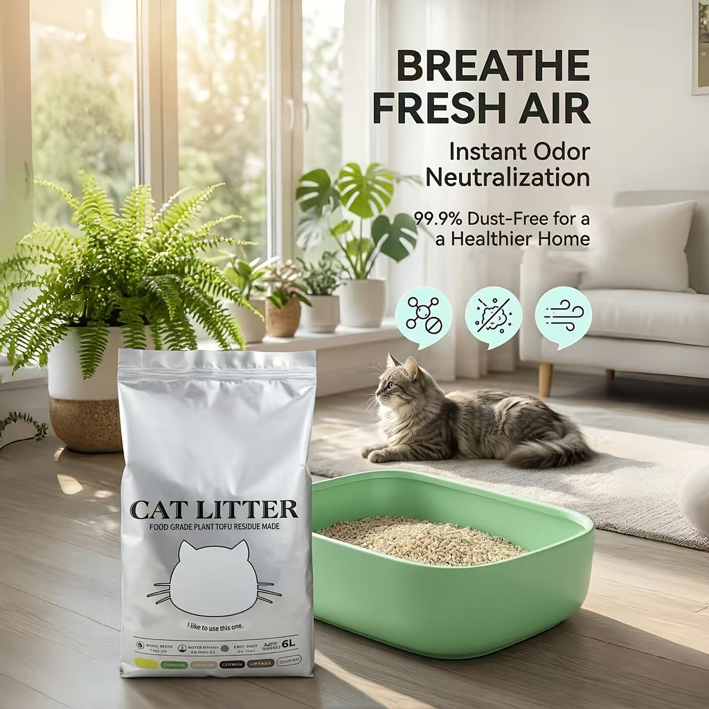 18Lb Mixed Tofu & Bentonite Cat Litter - Can Be Flushed, Has a Fresh Fragrance, Clumps Quickly, Produces Low Dust, Controls Odors, Perfect for Automatic Litter Boxes, Smart Litter Trays, And Homes with Multiple Cats