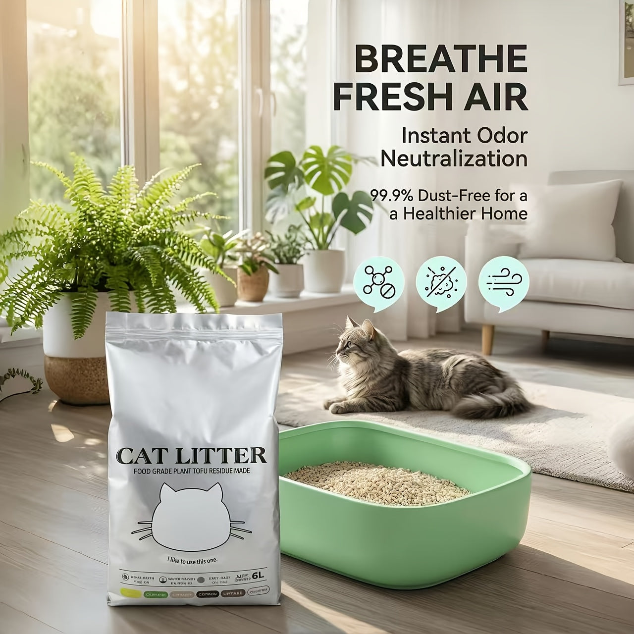 18Lb Mixed Tofu & Bentonite Cat Litter - Can Be Flushed, Has a Fresh Fragrance, Clumps Quickly, Produces Low Dust, Controls Odors, Perfect for Automatic Litter Boxes, Smart Litter Trays, And Homes with Multiple Cats