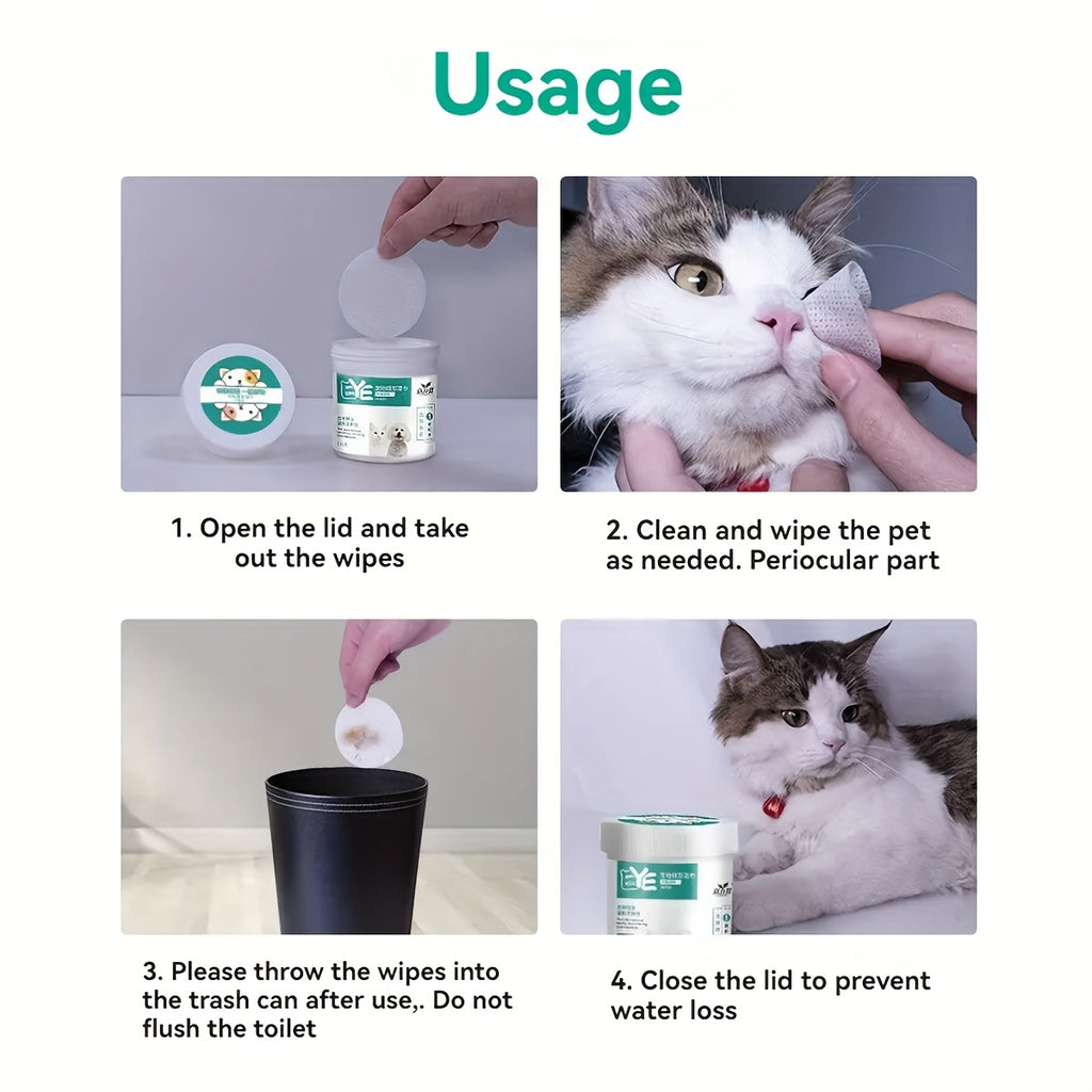 400pcs Pet Eye and Ear Cleaning Wipes, Fragrance-Free Hypoallergenic Wipes, Non-Irritating, Easy-Tear Design, Suitable for Dogs and Cats, Effectively Removes Dog and Cat Tear Stains, Pet Hygiene, Portable Container, Gentle Formula, Pet Care
