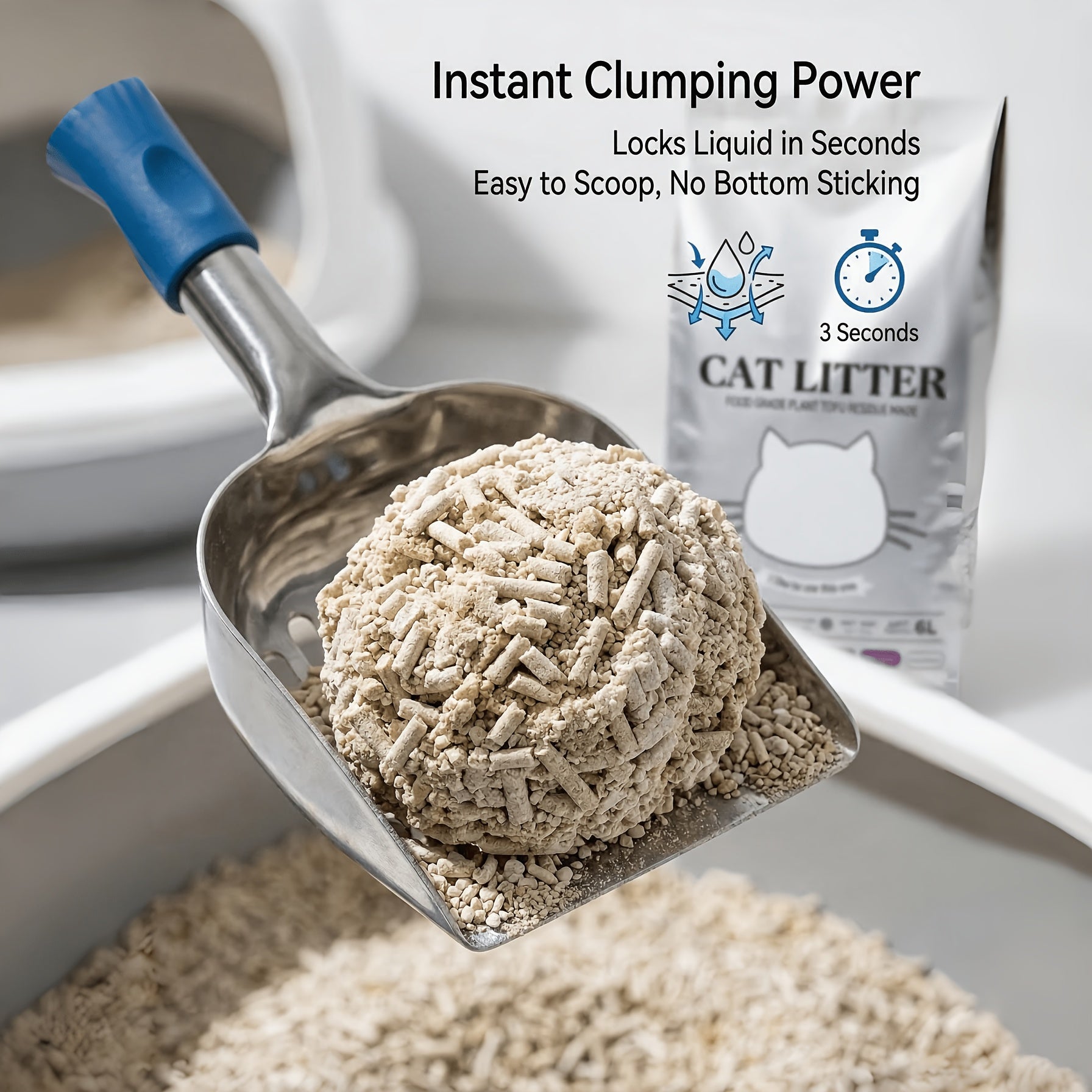 18Lb Mixed Tofu & Bentonite Cat Litter - Can Be Flushed, Has a Fresh Fragrance, Clumps Quickly, Produces Low Dust, Controls Odors, Perfect for Automatic Litter Boxes, Smart Litter Trays, And Homes with Multiple Cats