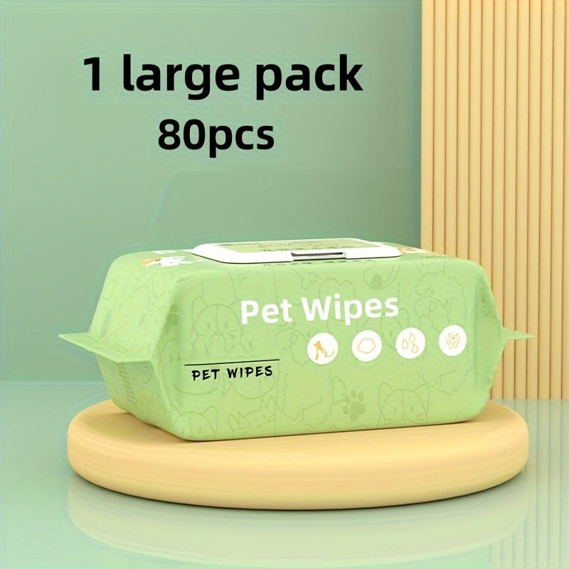80pcs Pet Grooming Wipes for Dogs and Cats - Odorless - Ideal Pet Cleaning Wipes for Body, Ears, Face and Skin