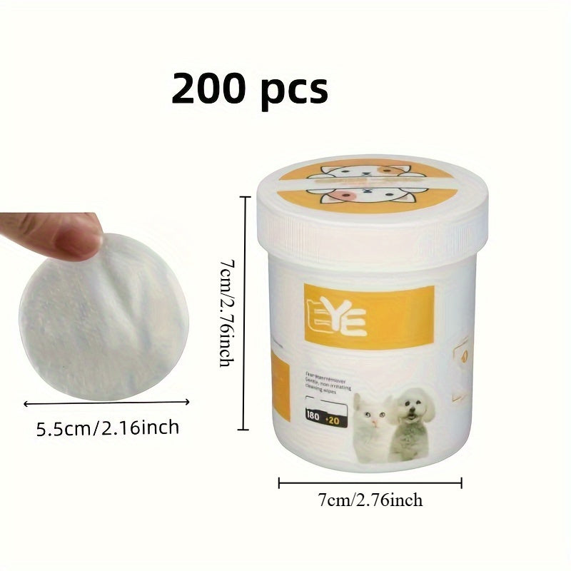200pcs Pack Safe for Cats & Dogs Pet Eye Cleansing Wipes Suitable for Cat & Dog Eye Cleaner - Gentle Tear Stain Remover, Durable Polyester Eye Care Wipes for Sensitive Eyes, Tear Stain to Protect Eye Health
