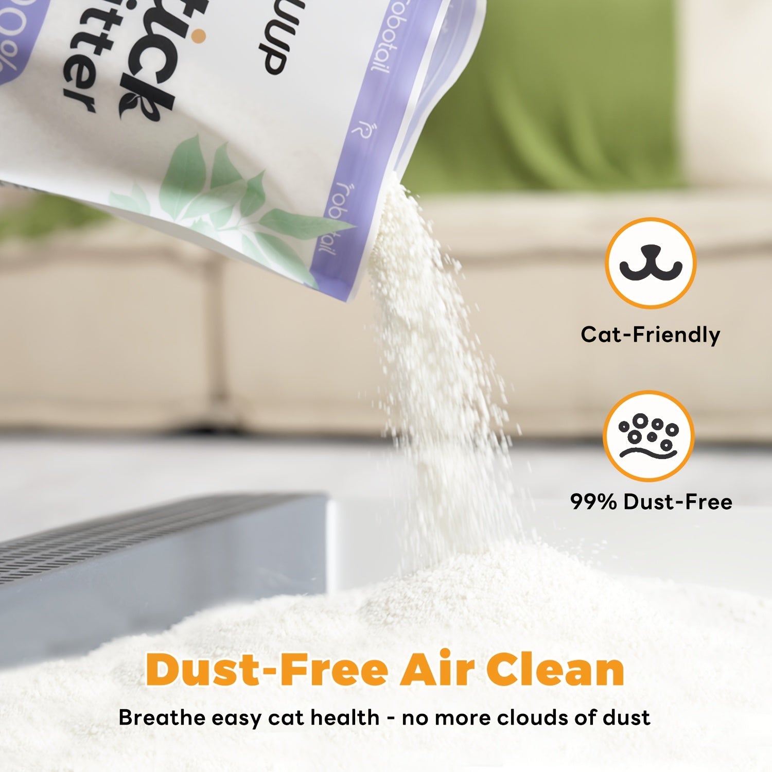 Non-Stick Strong Clumping Cat Litter, Unscented Dust-Free Cassava Cat Litter, Easy To Scoop, Light Color For Health Tracking, For Automatic\u002FStinless Steel\u002FPlastic Cat Litter Box