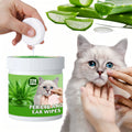 1box (220Tablets)\u002F2boxs (440Tablets) Aloe Vera Pet Eye Wipes Suitable for Dogs & Cats - Hypoallergenic Fragrance-Free Gentle Tear Stain Remover & Ear Cleanser, Soothing Wipes for Sensitive Eyes, for Puppy\u002FKitten Grooming (Non-Irritating)