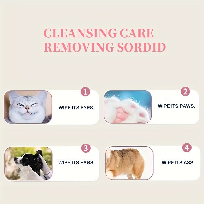 80pcs Pet Grooming Wipes for Dogs and Cats - Odorless - Ideal Pet Cleaning Wipes for Body, Ears, Face and Skin