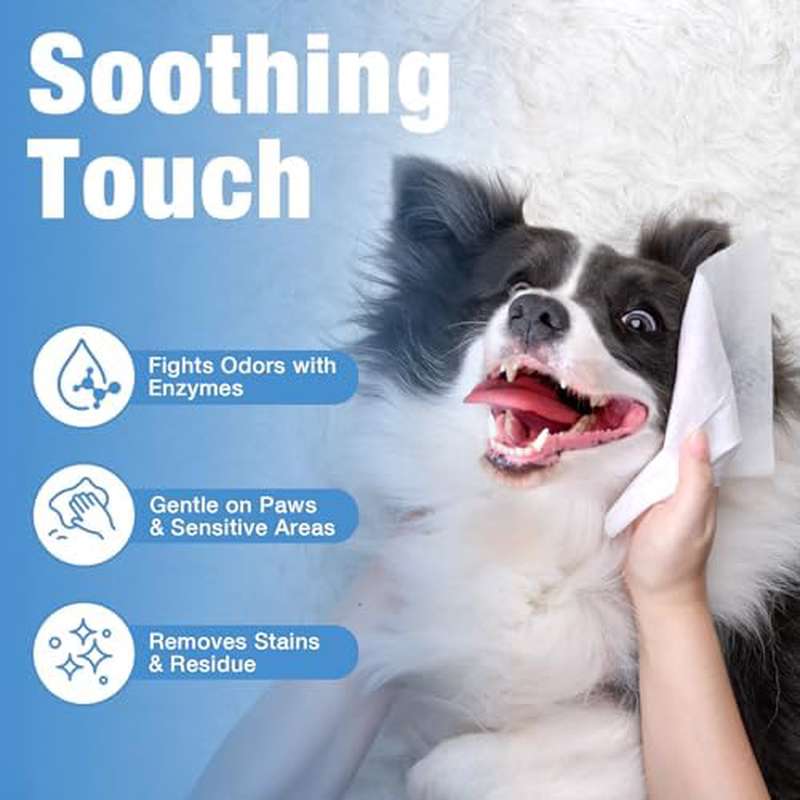 Wipes for Dogs to Clean for Muddy Paws And Eye Discharge, Fragrance-Free with Enzymes to Remove Smells, Soft And Hypoallergenic for Delicate Skin