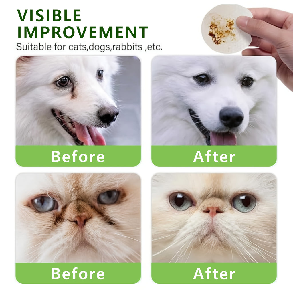 1box (220Tablets)\u002F2boxs (440Tablets) Aloe Vera Pet Eye Wipes Suitable for Dogs & Cats - Hypoallergenic Fragrance-Free Gentle Tear Stain Remover & Ear Cleanser, Soothing Wipes for Sensitive Eyes, for Puppy\u002FKitten Grooming (Non-Irritating)