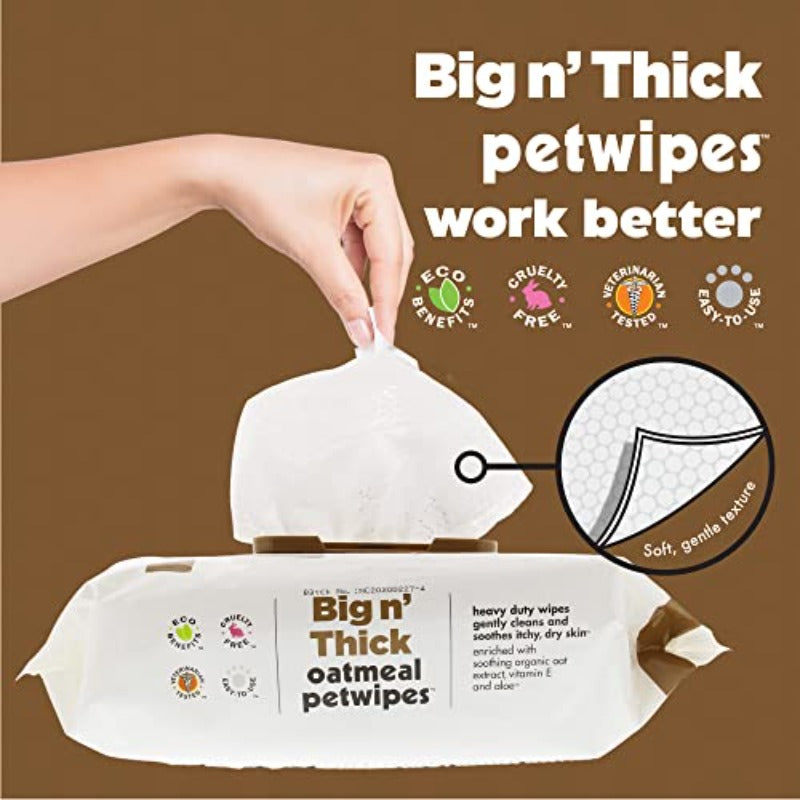 Pet Wipes for Dogs and Cats 200 Wipes Large Oatmeal Pet Wipes for Dogs and Cats Soothes Itchy Dry Skin and Cleans Ears Face Butt Body and Eye Area 2 Packs of 100 Wipes